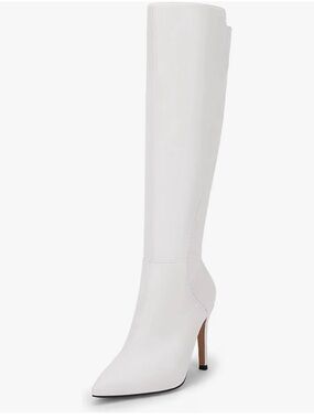 Amazon White Over-the-Knee Pointed-Toe Stiletto Boots